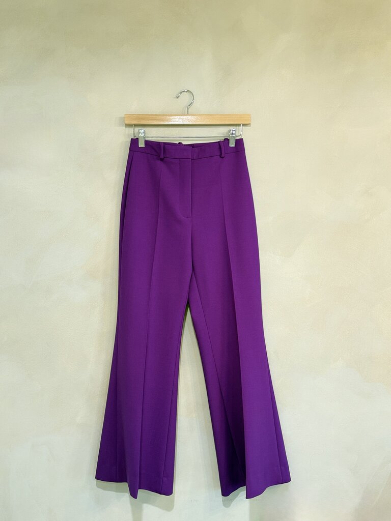 Oscar de la Renta Purple Wool Blend Flare Pant sz 2
