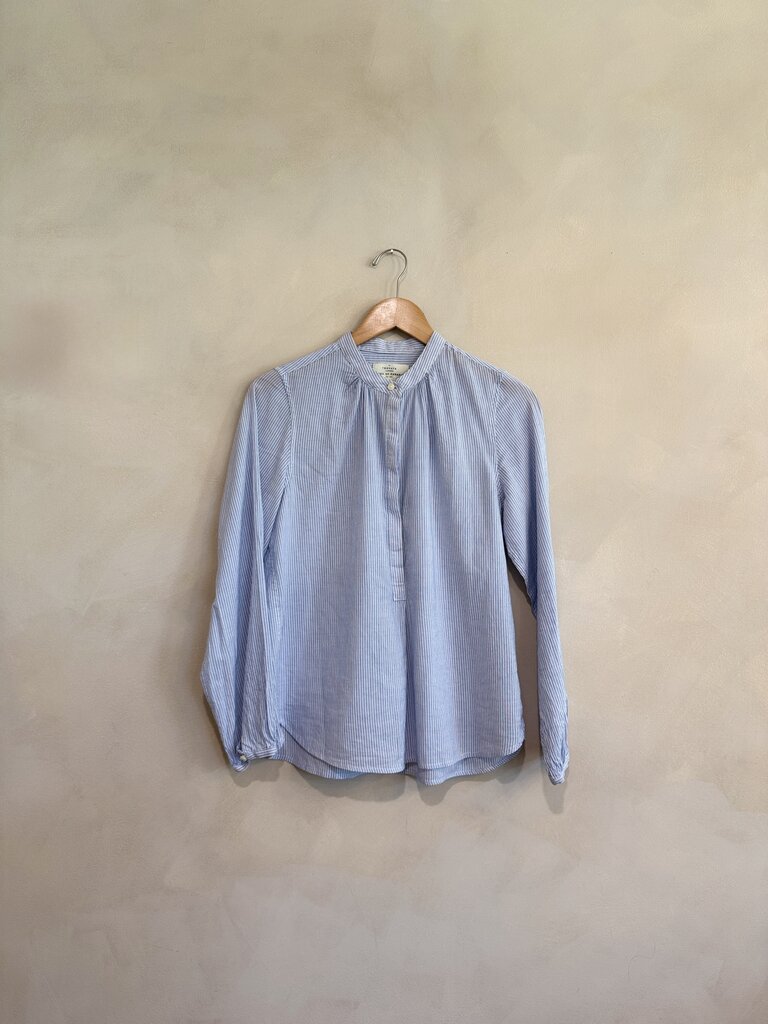 BIRDS OF PARADISE, Long Sleeve Striped Cotton Button Up Blouse, S