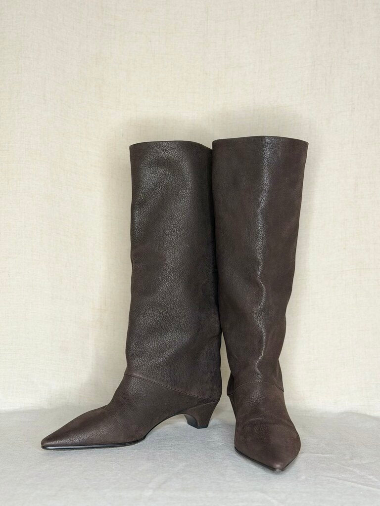 Prada, Tall Slouchy Leather Boot, 37