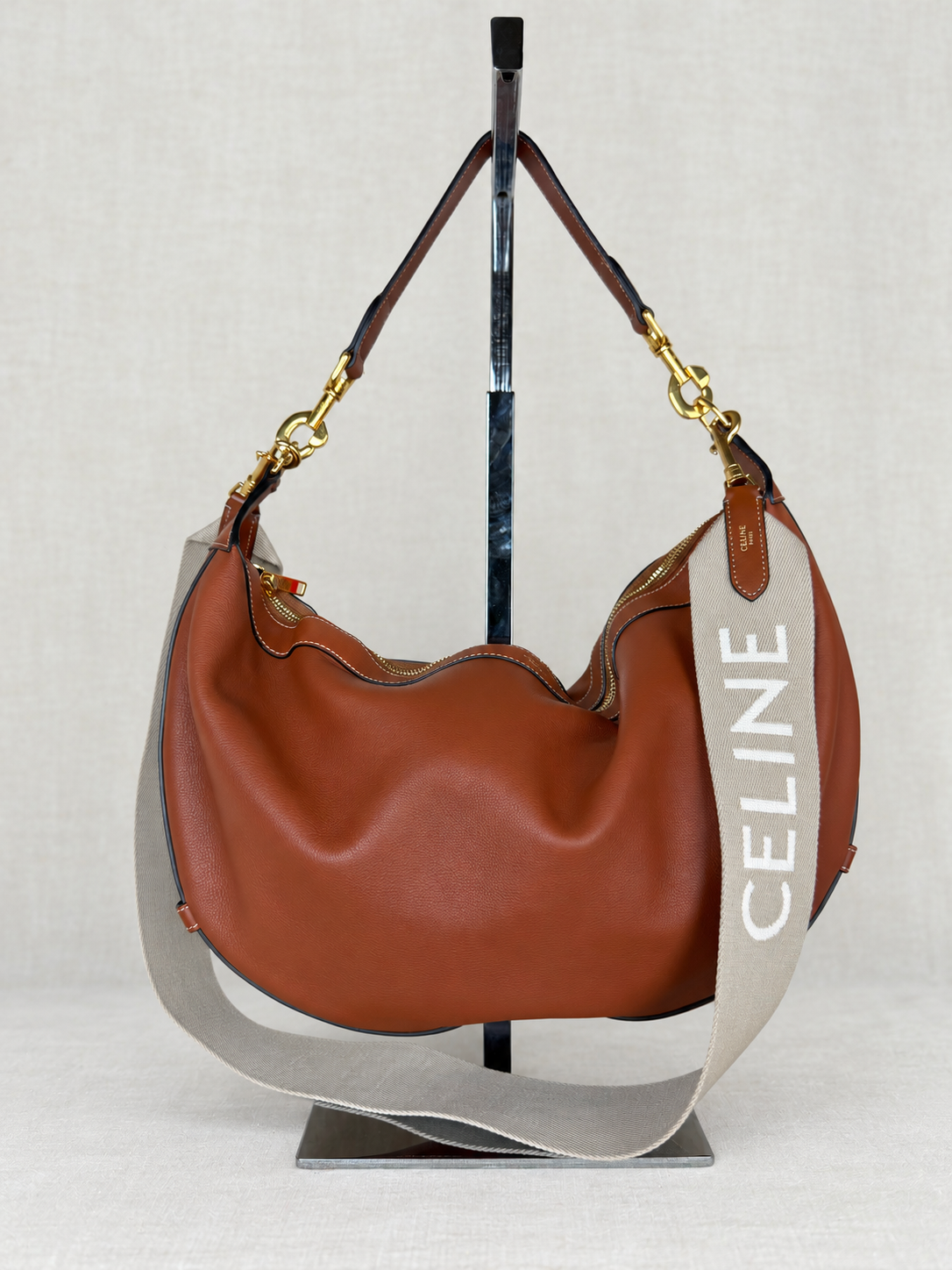 CELINE Leandre Leather Medium Hobo- Brown