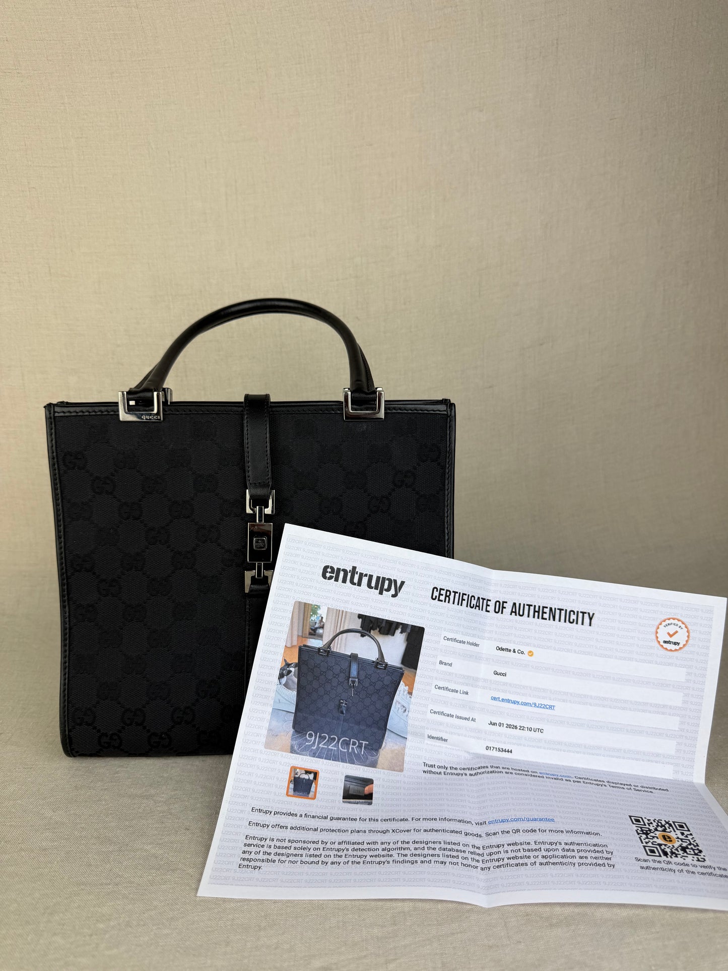 Gucci Monogram GG Canvas Jackie Top Handle- Black