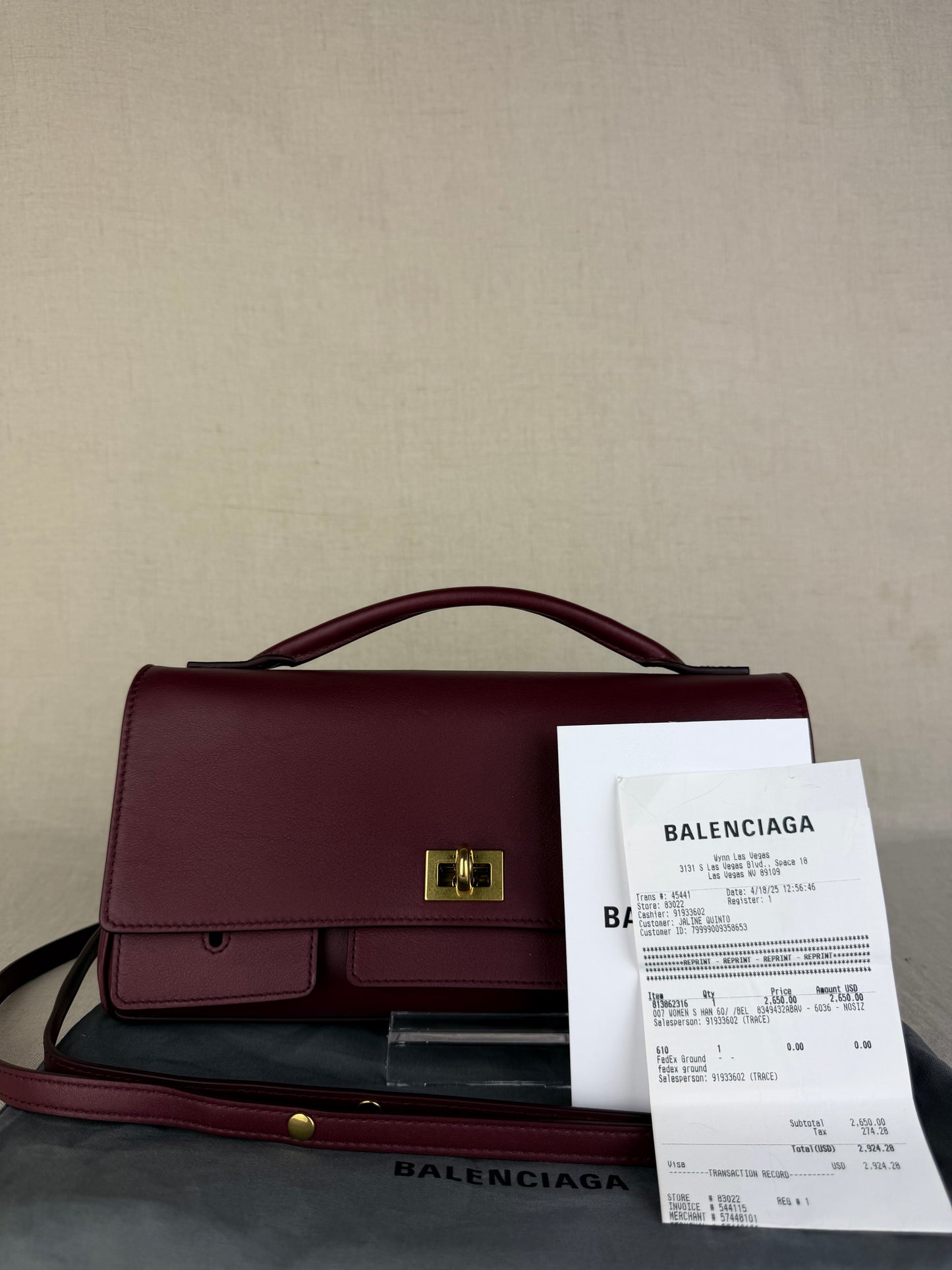 Balenciaga Burgundy Bel Air Small Clutch