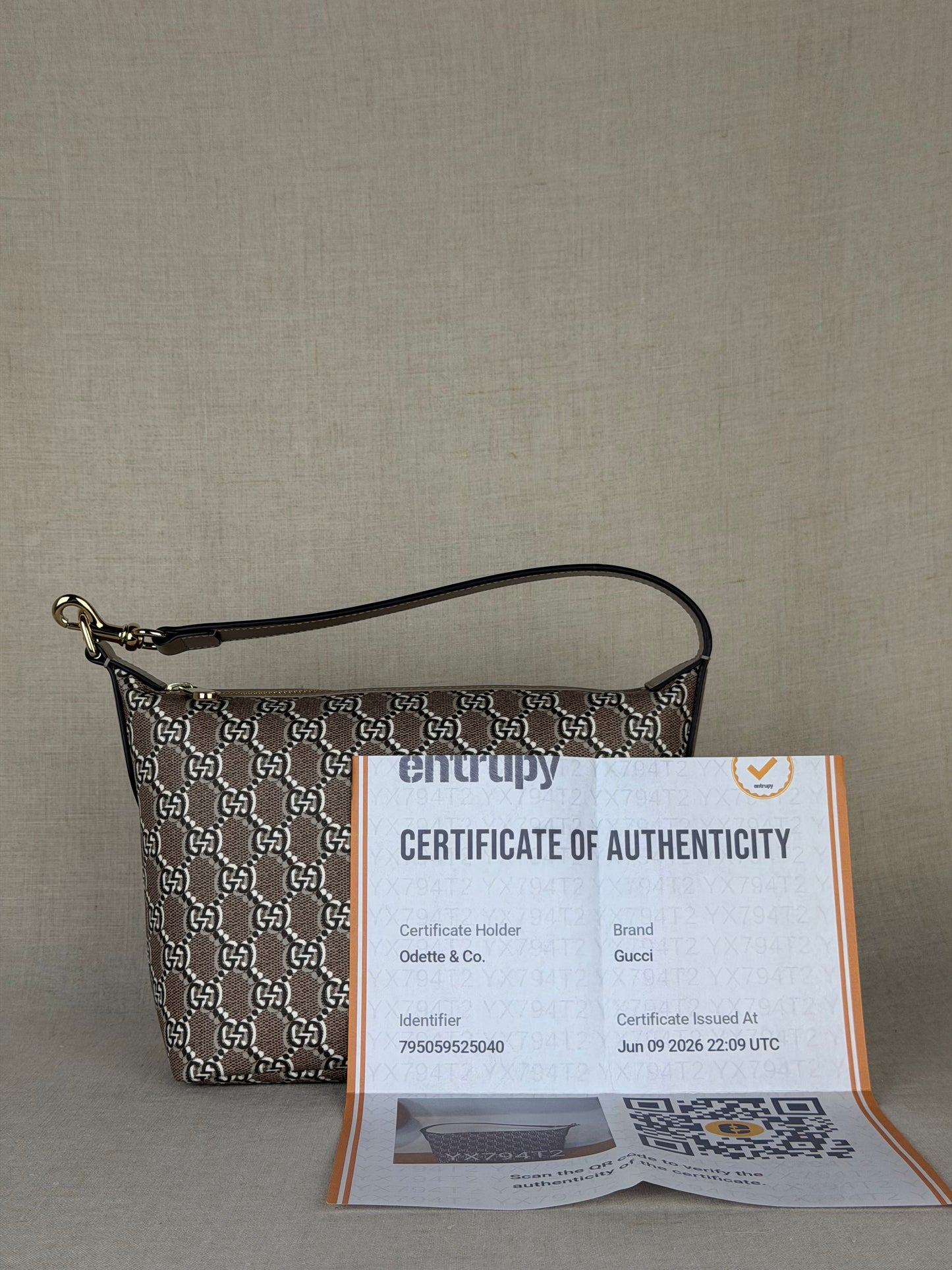 Gucci- GG Shadow Monogram Super Mini Ophidia- Taupe