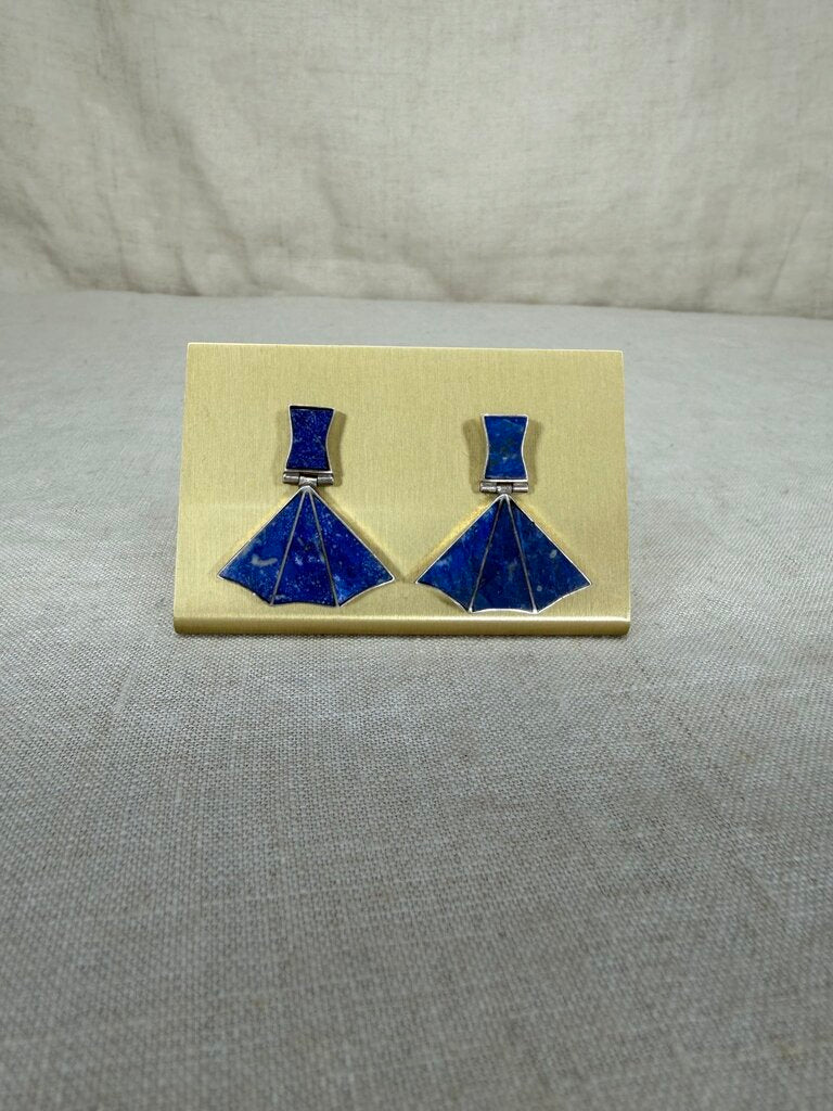 Lapis Earrings Fan Style