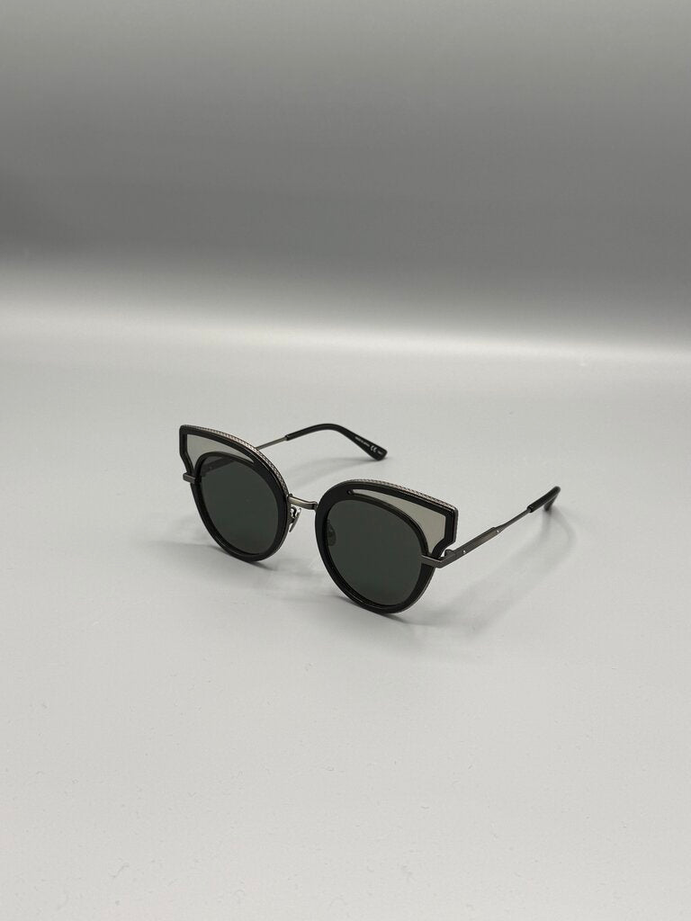 BOTTEGA VENETA, Cat Eye Sunglasses with Mirror Detail, Black