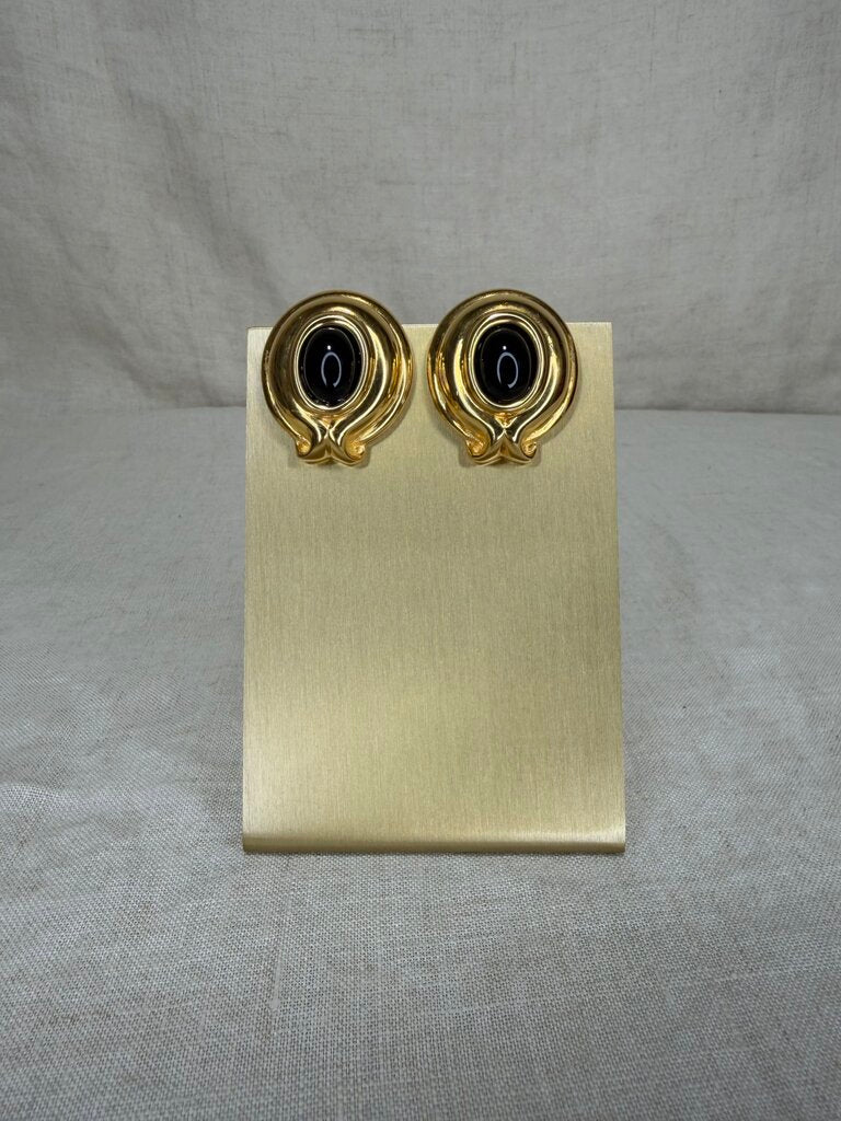 Vintage Faux Stone Gold Tone Clip On
