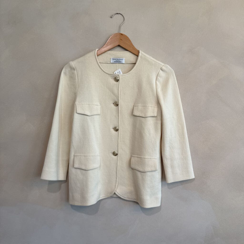 Amina Rubinacci Cotton Gold Button Jacket Sz 40
