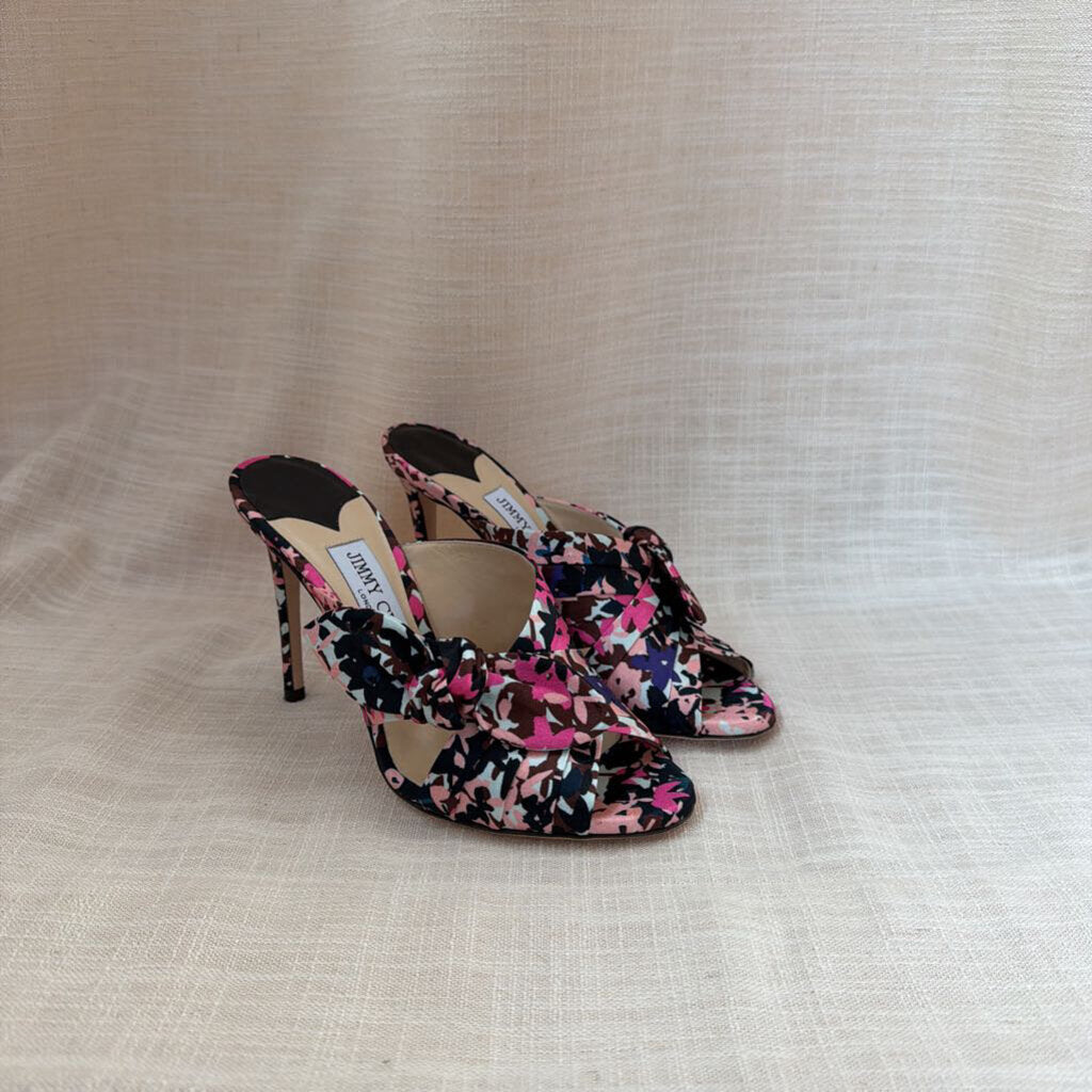 Floral Print Satin 4'' Heel