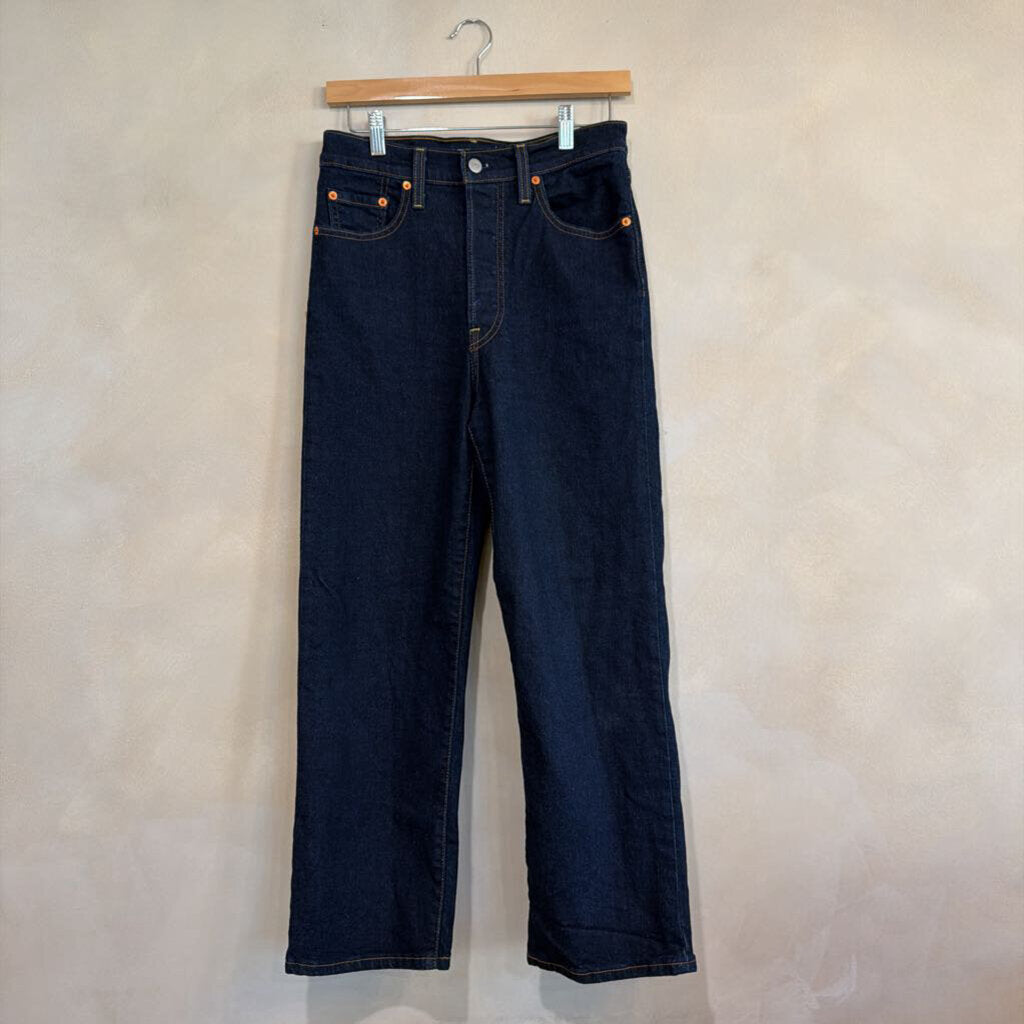Dark Wash Ribcage Straight Denim