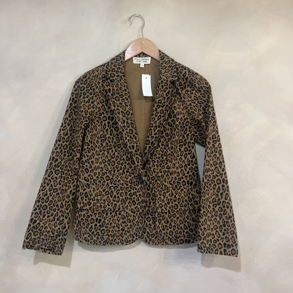 Leopard Canvas Blazer Sz 2