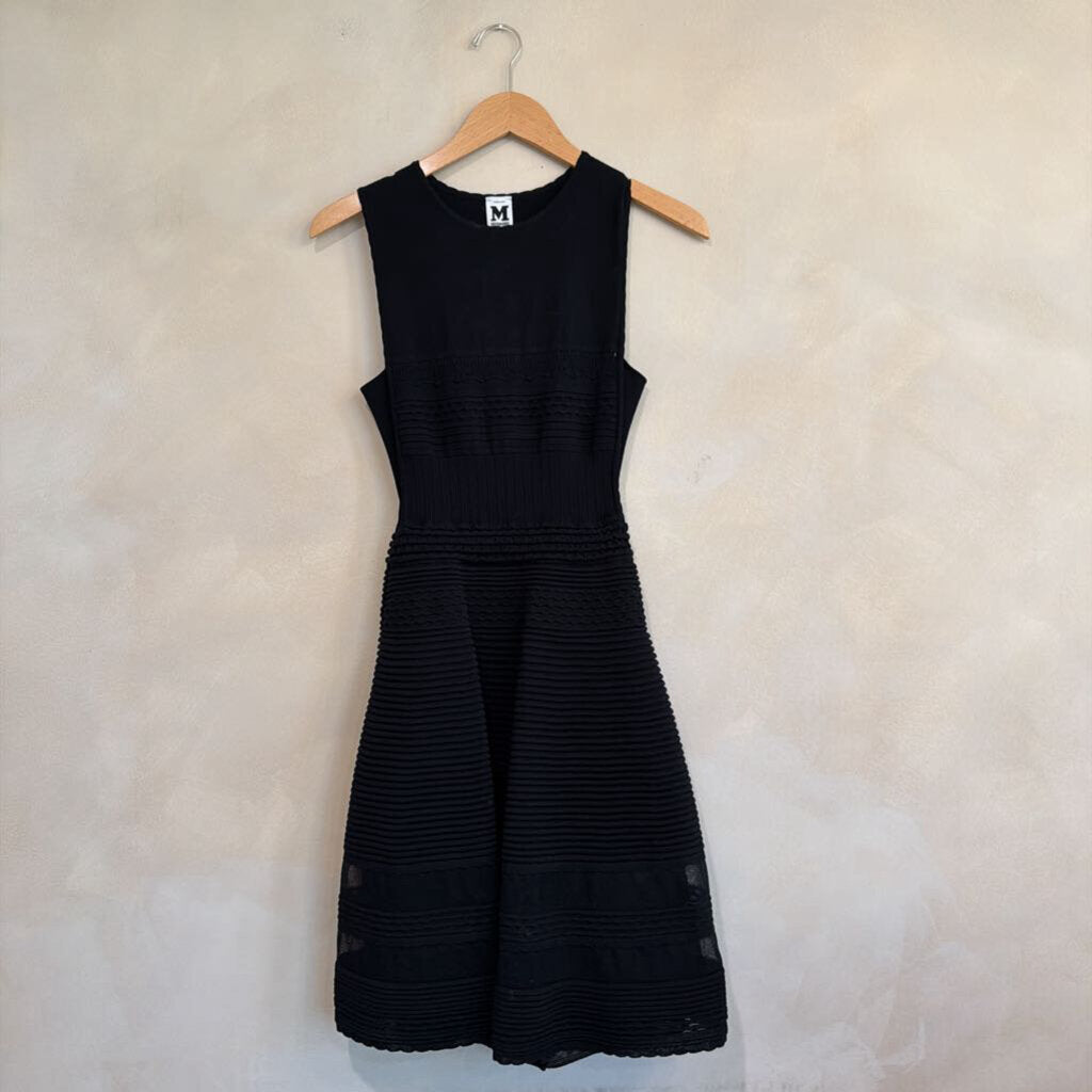 M MISSONI, Black Knit Patterned Sleeveless Dress, S