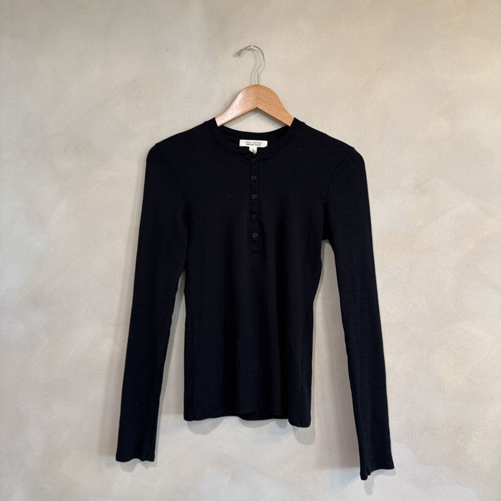 NILI LOTAN, 1/4 Button Up LS Top, S