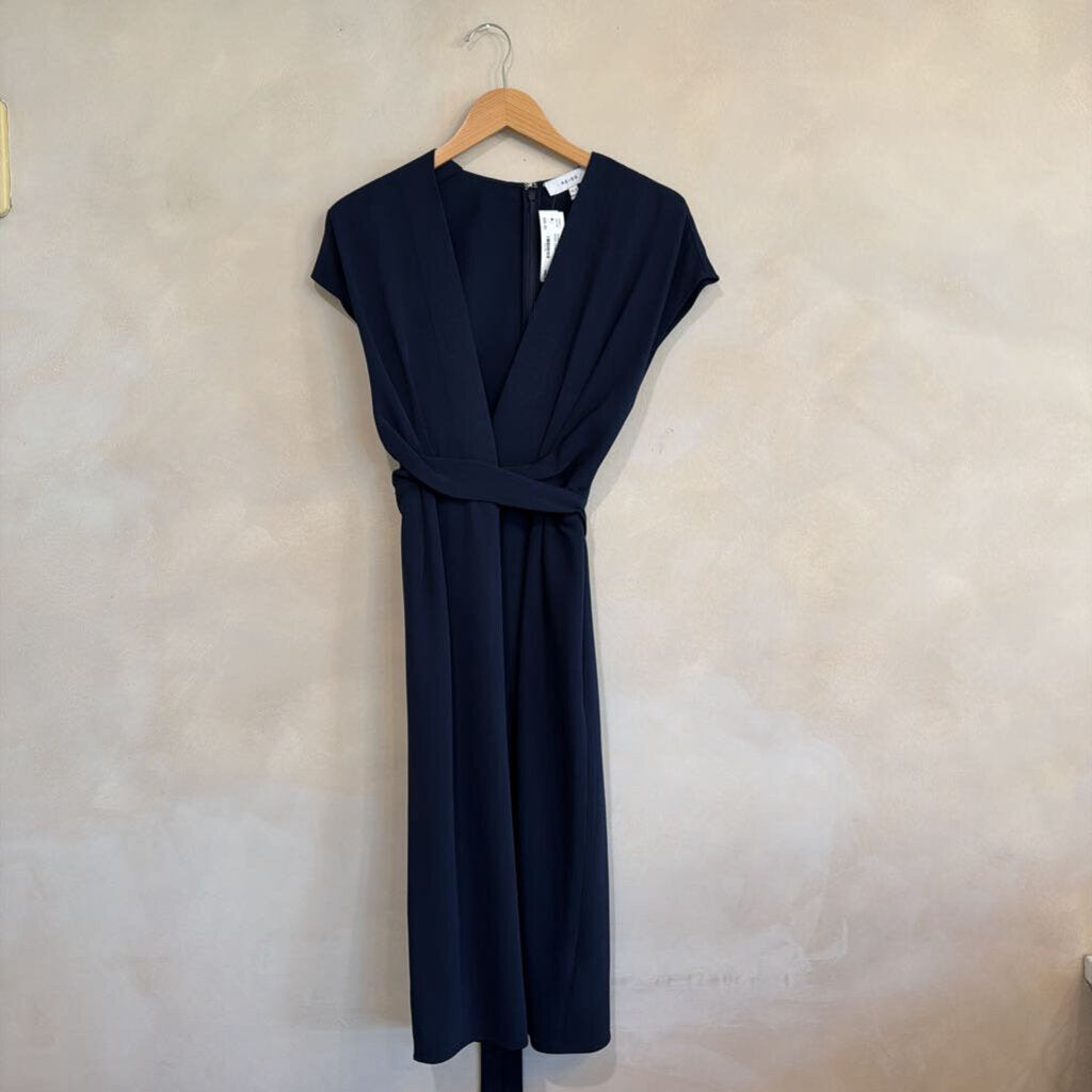 Draped Neckline Tie Waist Dress