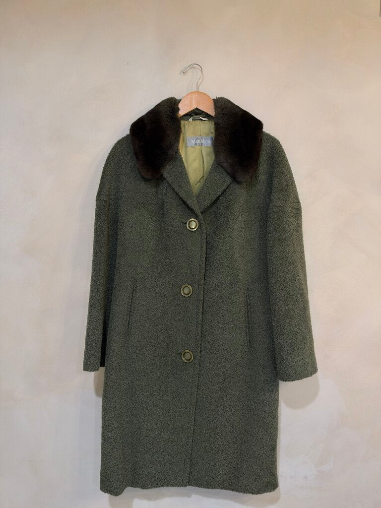 MAX MARA, Fur Collar Wool Coat, 8
