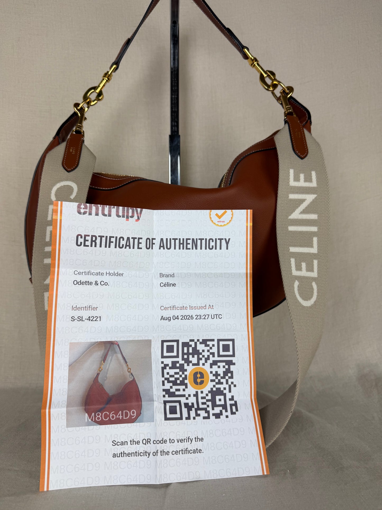Celine Leandre Leather Medium Hobo- Brown
