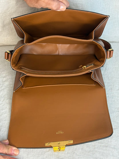 Celine Triomphe Crossbody Bag Monogram Canvas with Tan Calfskin Leather Trim