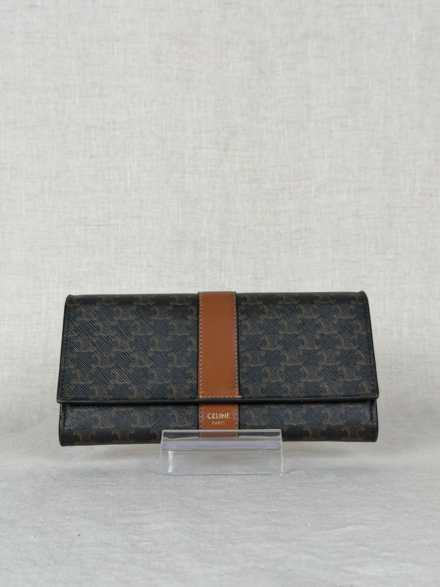 Celine 2019 Triomphe Coated Canvas Flap Wallet