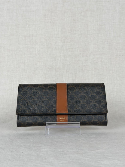 Celine 2019 Triomphe Coated Canvas Flap Wallet