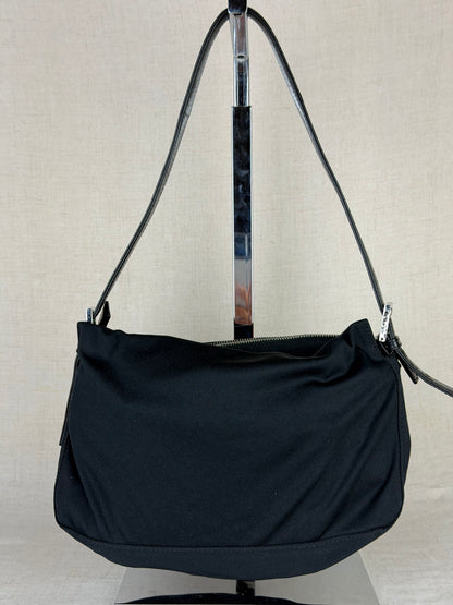 Fendi Cloth Baguette- Black and Sliver
