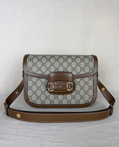 Gucci Medium Horsebit Shoulder Bag MSRP $3290- Brown