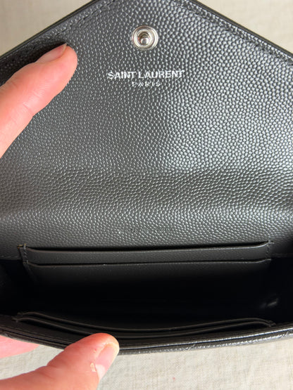 YSL Grain de Poudre Wallet- Grey