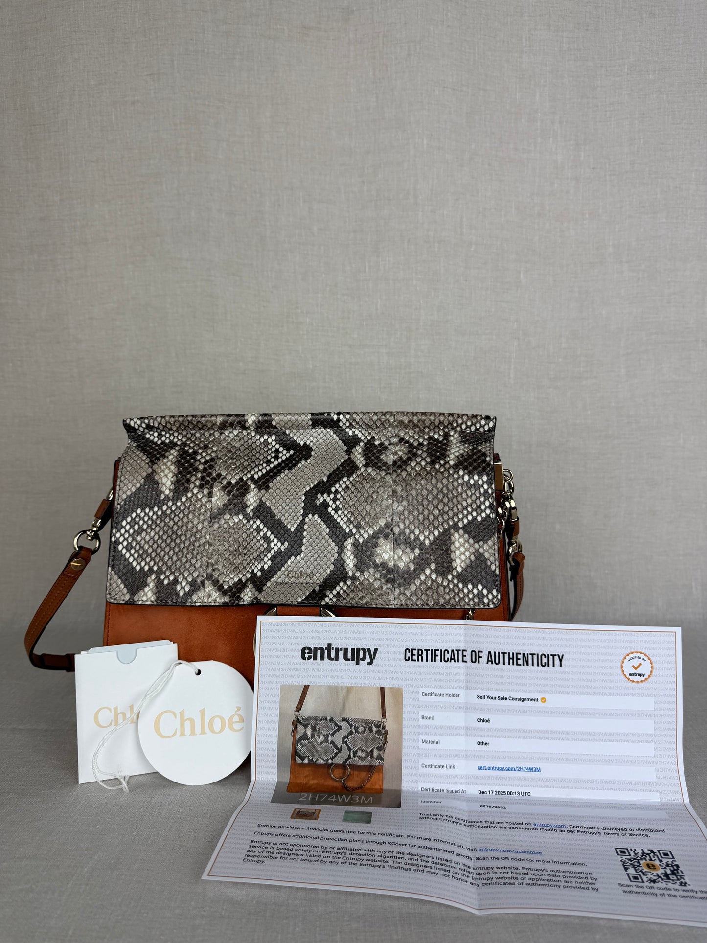 Chloé Medium Faye Suede & Faux Python Leather Shoulder Bag – Brown