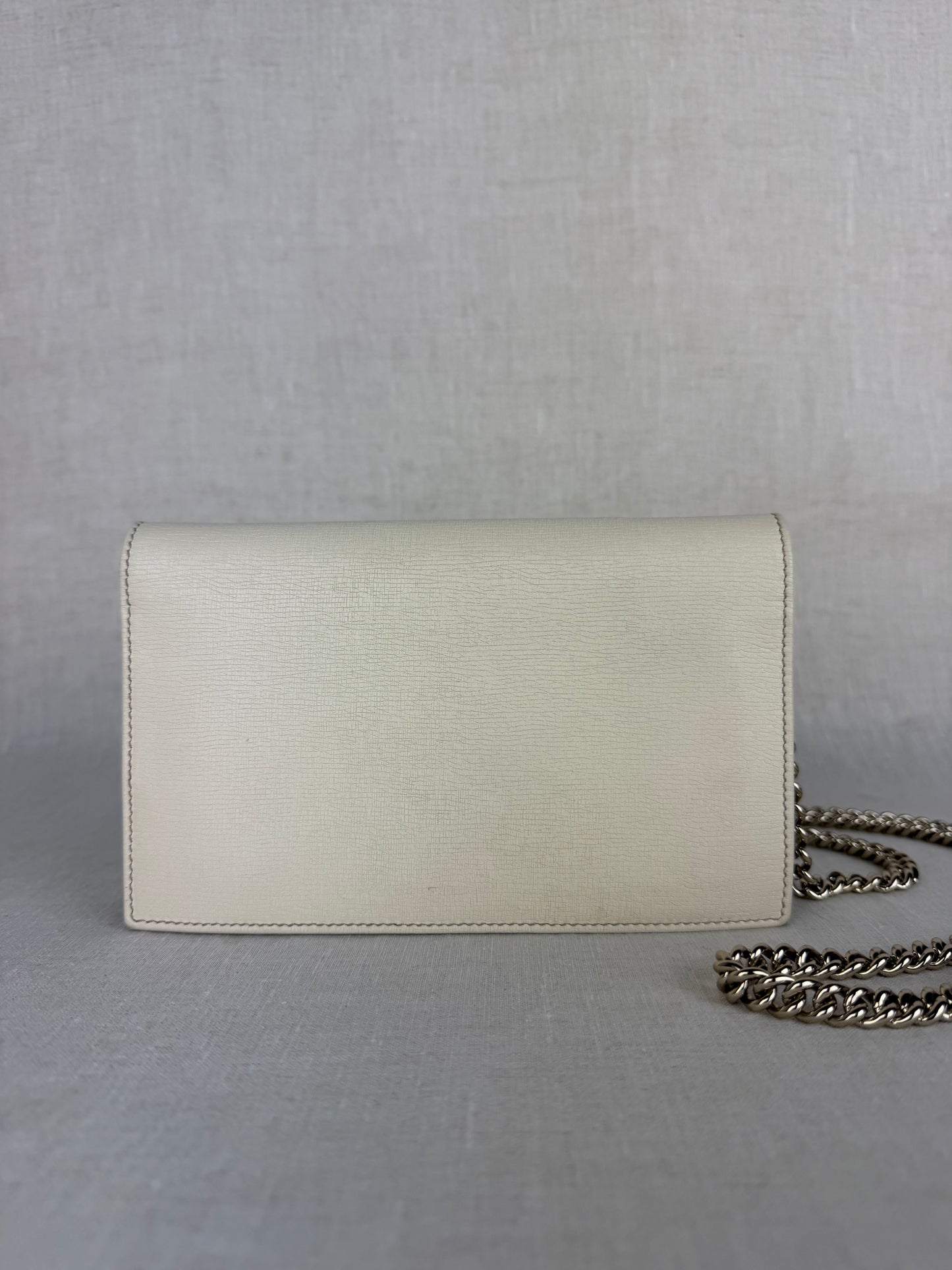 Gucci Cream Wallet on a Chain with Silver Hardware