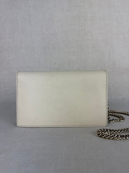 Gucci Cream Wallet on a Chain with Silver Hardware