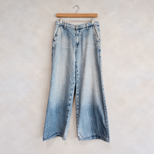 AG DENIM, Wide Leg Trouser Jeans in Medium Wash, 28