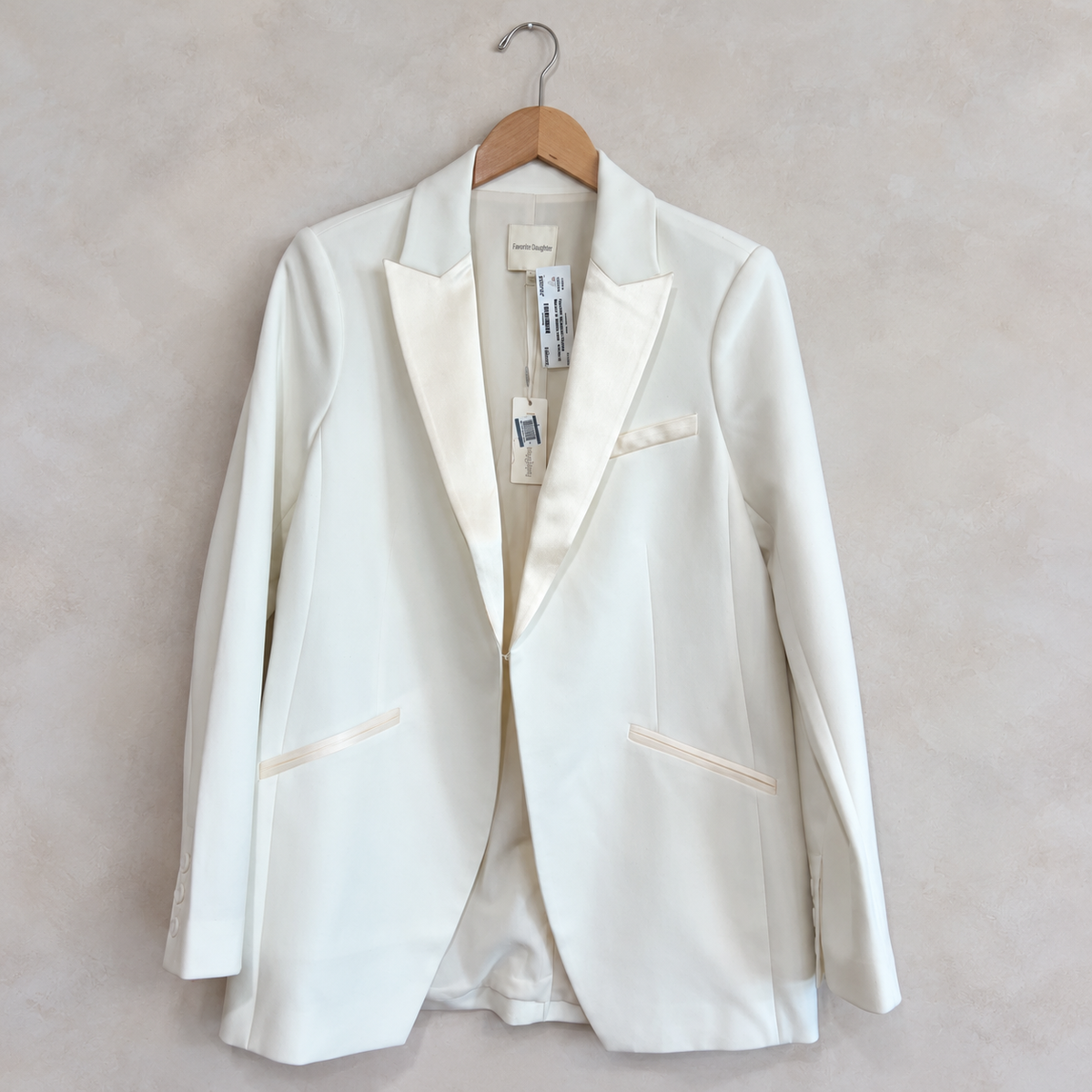 FAVORITE DAUGHTER, Cream Blazer with Satin Lapel, S
