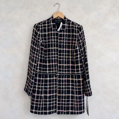 CARLISLE, Tweed Cotton Blend Detachable Long Coat, 12