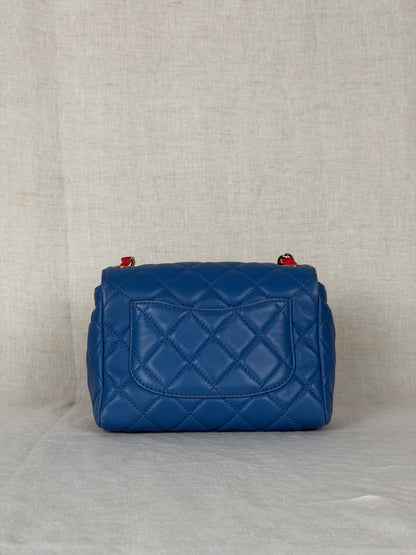 Quilted Lambskin Ribbon Chain Flap Bag Small