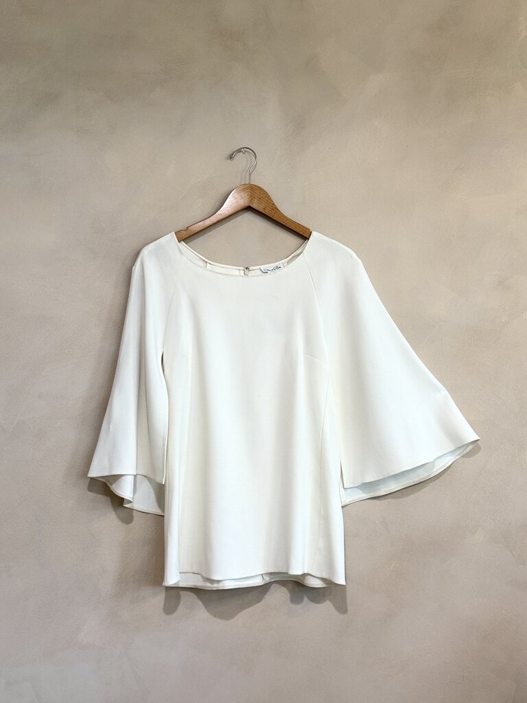 Oscar de la Renta White Cape Crepe Blouse Sz 4