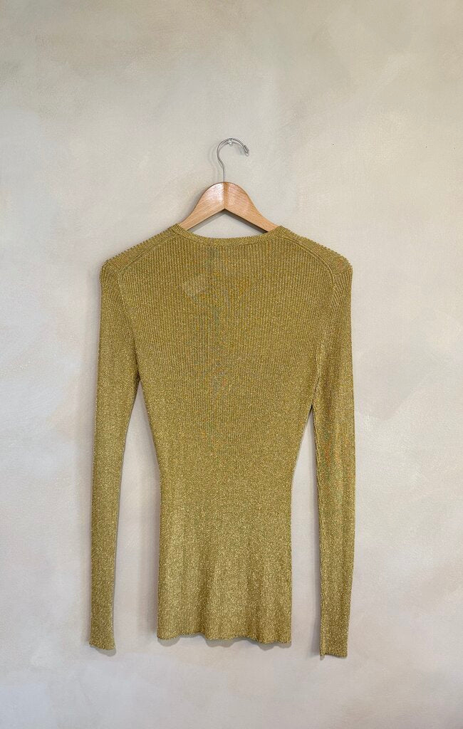 Dolce & Gabbana Gold Ribbed Knit Cardigan Sz 40