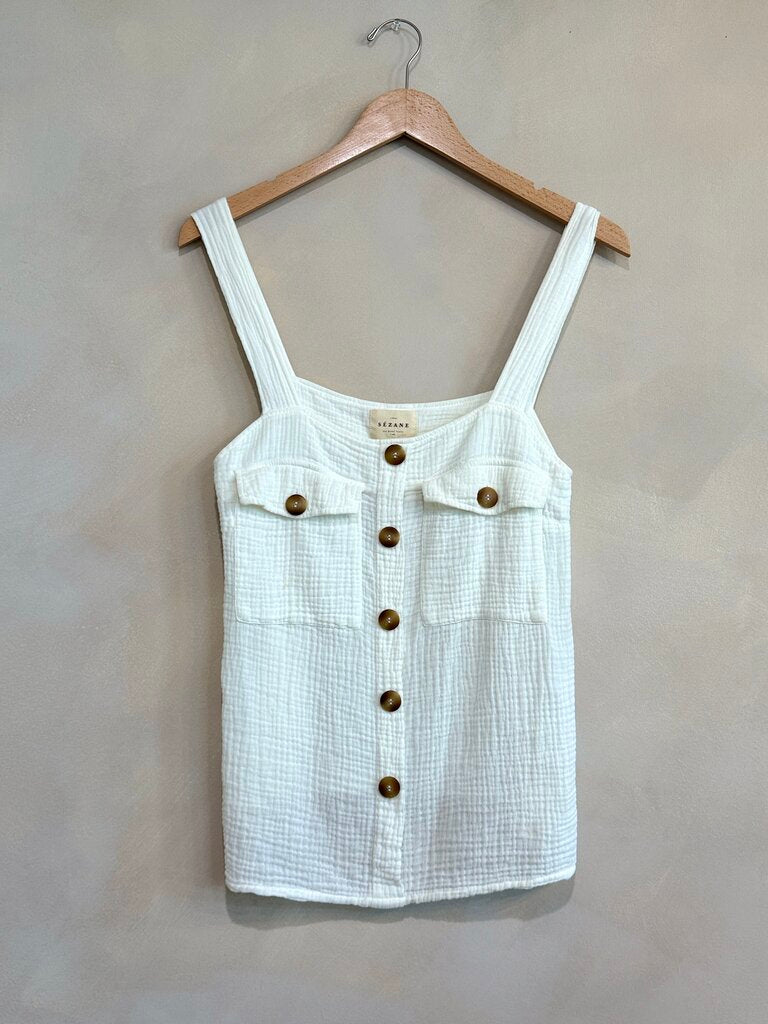 Sezane Gauze Cotton Tank Top Sz 34
