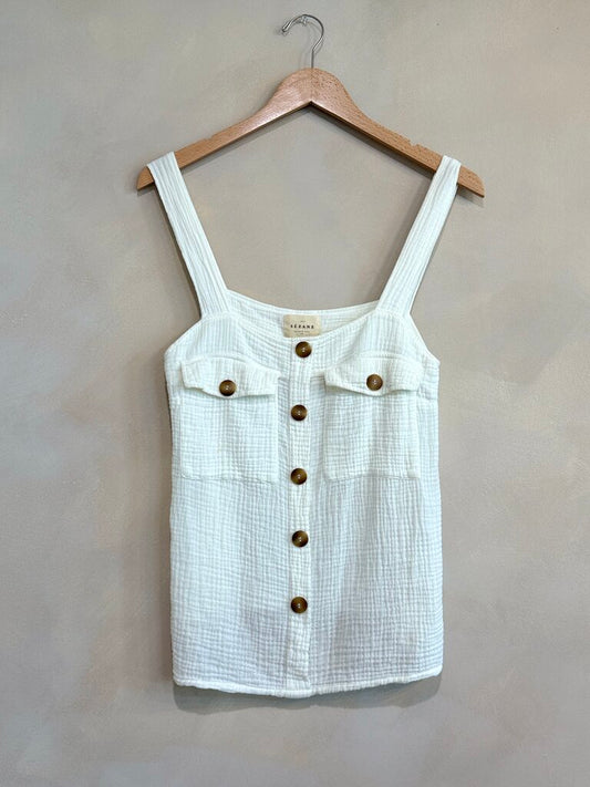 Sezane Gauze Cotton Tank Top Sz 34