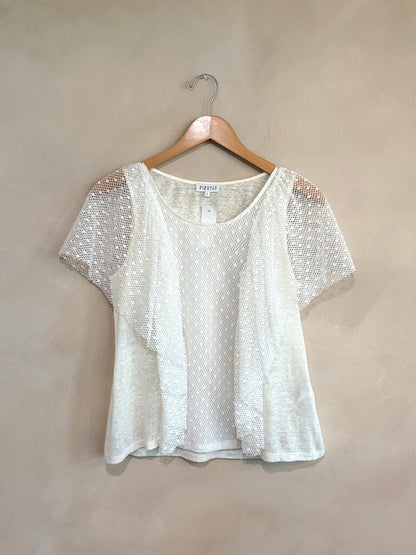Claudie Pierlot Linen Lace Tee Sz 1