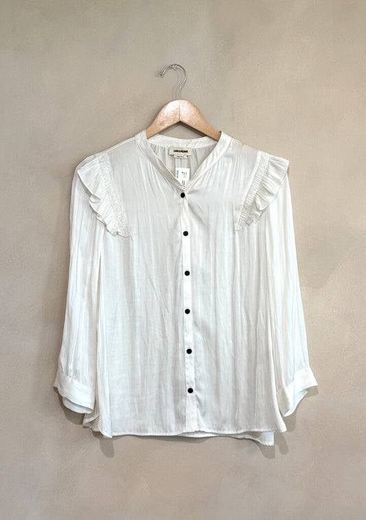 Zadig & Voltaire Button Down with Ruffle Detail Sz M