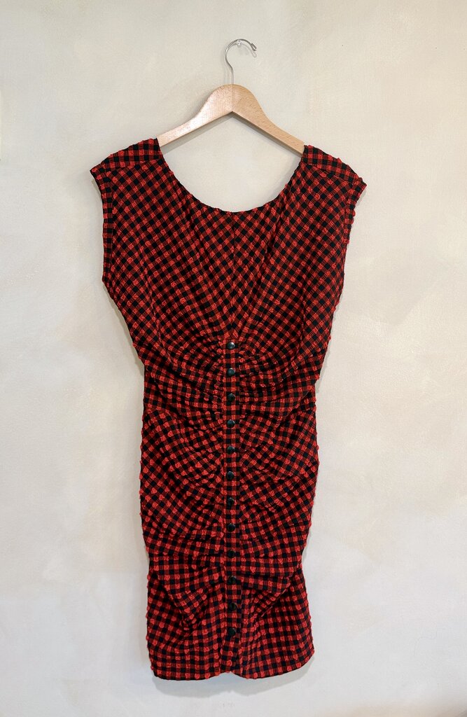 Rachel Comey Buffalo Check Button Down V-Neck Dress Sz M