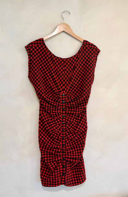 Rachel Comey Buffalo Check Button Down V-Neck Dress Sz M
