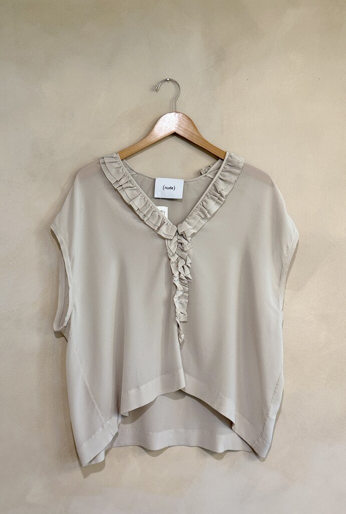 NUDE Ruffled Silk Blouse Sz 42