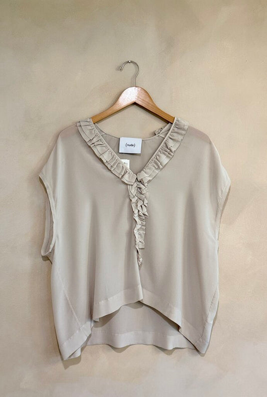 NUDE Ruffled Silk Blouse Sz 42