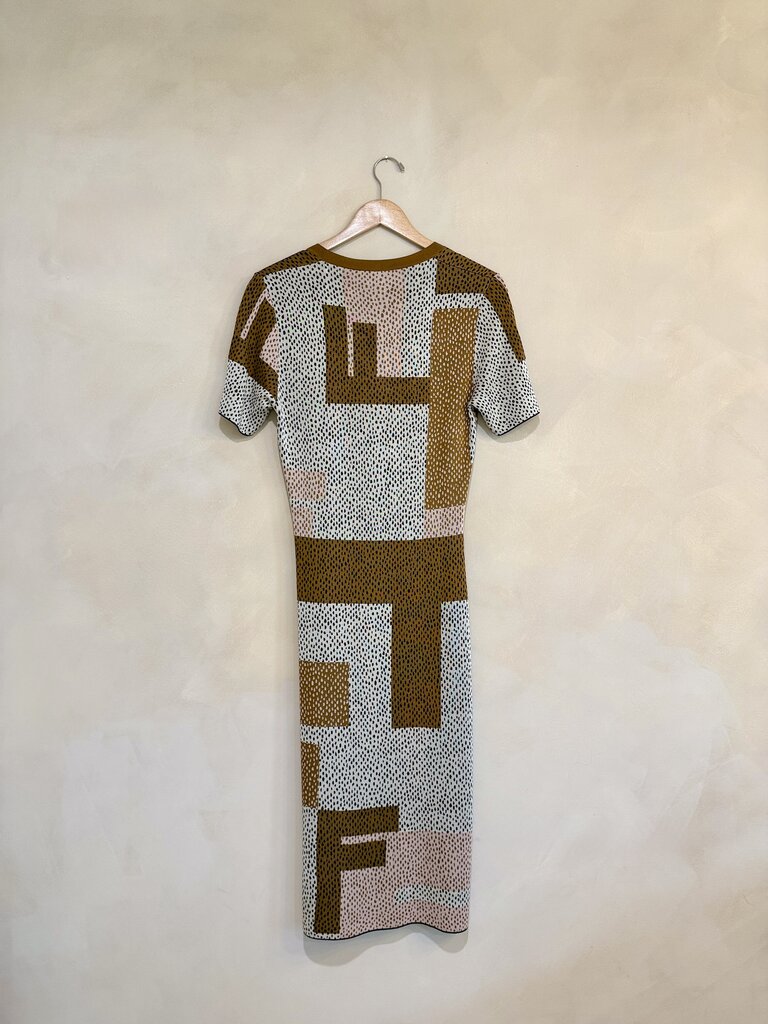 Fendi NWT Geometric Print Knit Midi Dress Sz 8