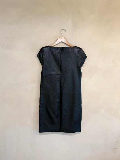 Saint Laurent Black Lambskin Leather Mini Dress sz 36
