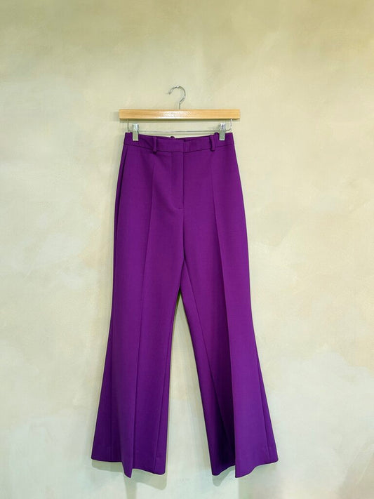 Oscar de la Renta Purple Wool Blend Flare Pant sz 2