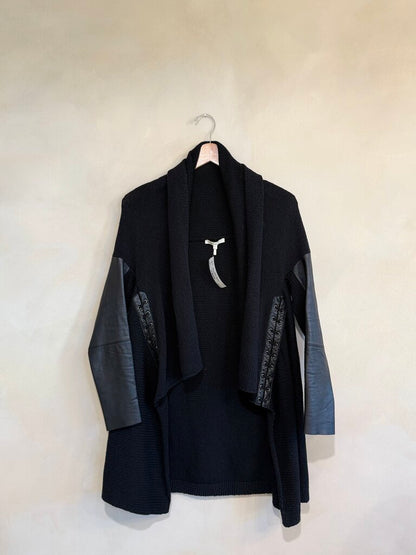Maje, Leather & Knit Cardigan, 2