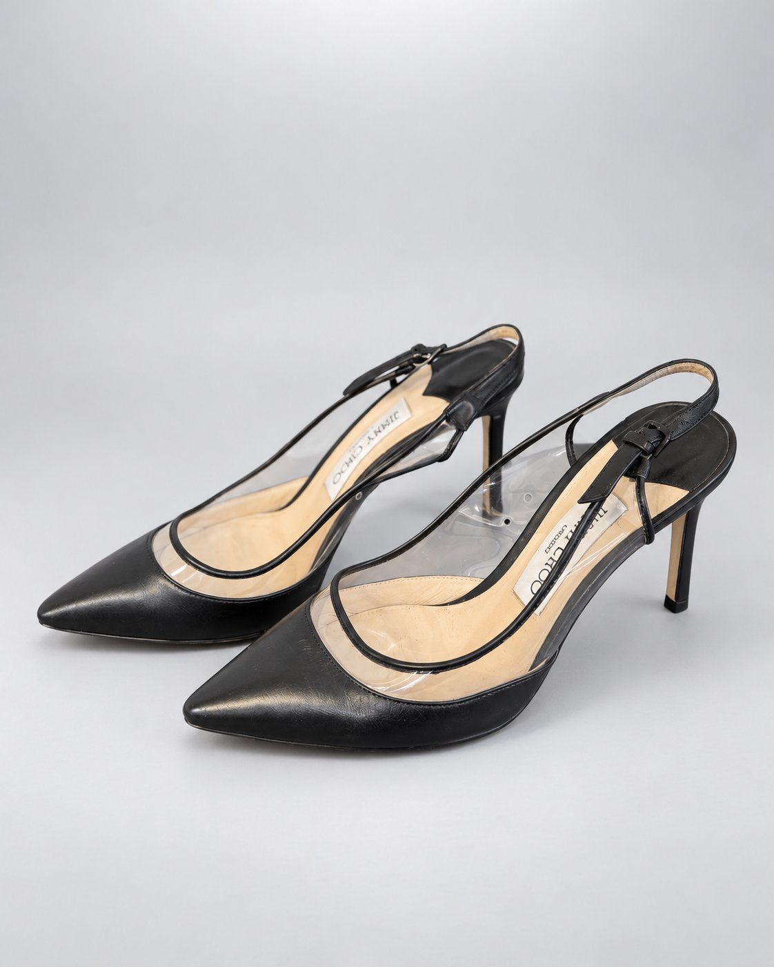 JIMMY CHOO, Leather and PVC Slingback Heels, 38