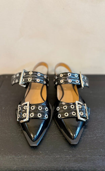 Ganni, Buckle Ballerina Flats, 39