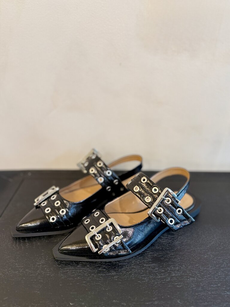 Ganni, Buckle Ballerina Flats, 39