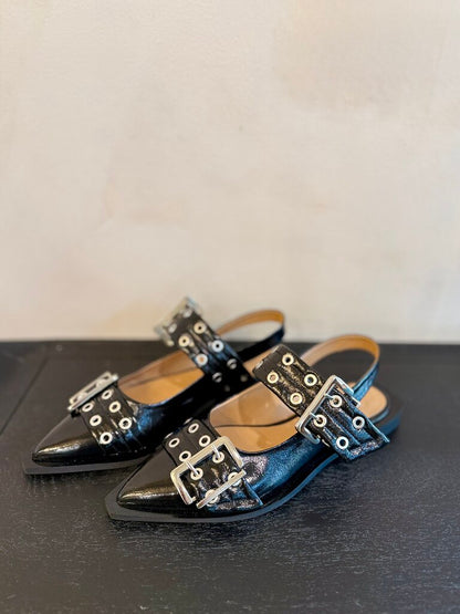 Ganni, Buckle Ballerina Flats, 39